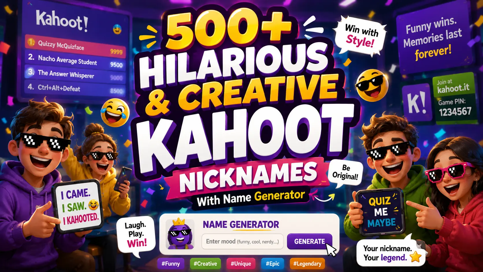 Hilarious & Creative Kahoot Nicknames With Name Generator
