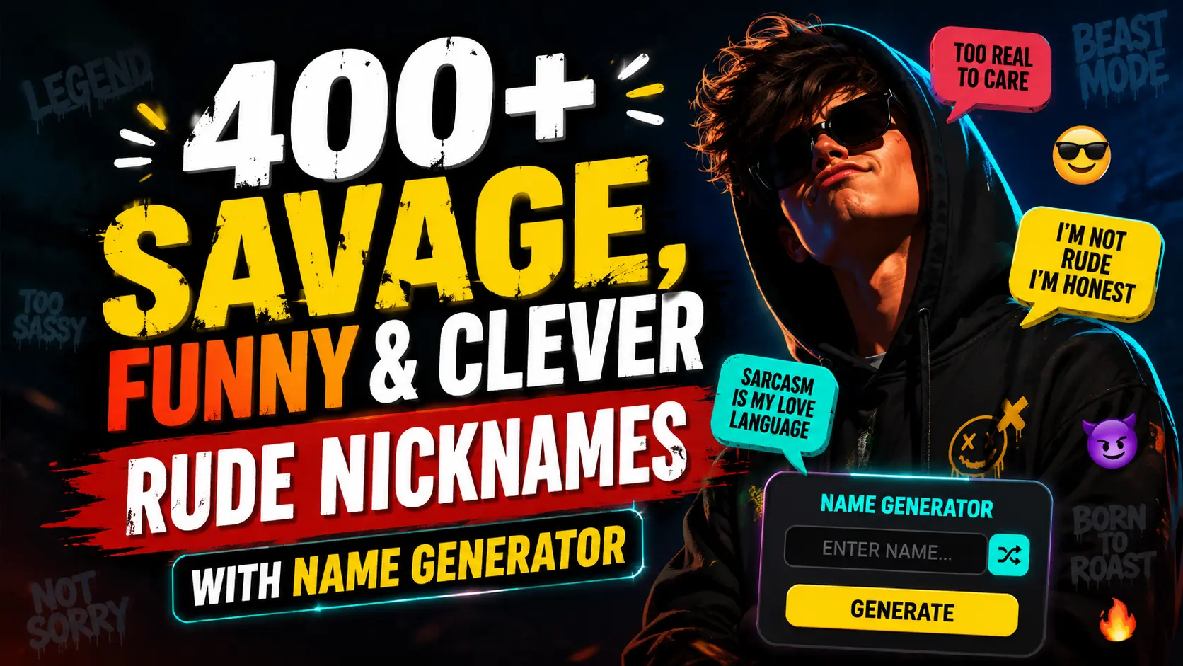 Savage, Funny & Clever Rude Nicknames With Name Generator