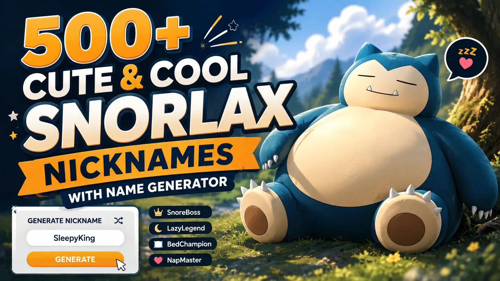 Cute & Cool Snorlax Nicknames With Name Generator